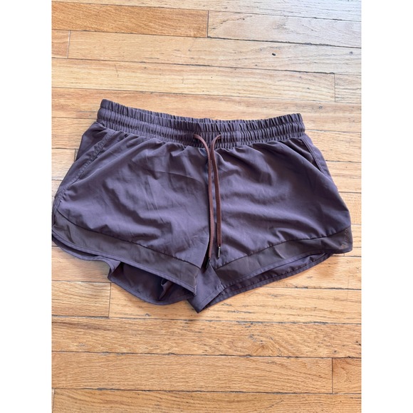 CRZ YOGA Pants - CRZ YOGA Womens Running Shorts Mauve Brown Mesh Trim Zip Pocket Size Medium 8/10